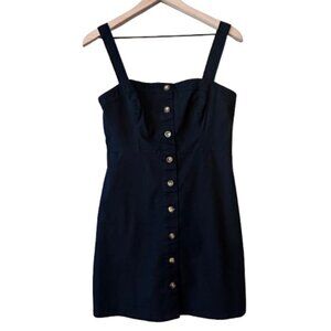 Women's M Hollister Black Button-Up Mini Dress Sleeveless Skater Preppy